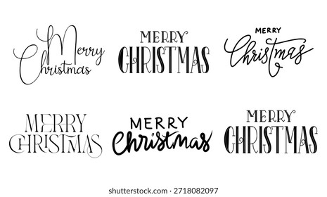 Merry Christmas text vector template featuring festive fonts, ideal for holiday greetings, seasonal artwork, and EPS design files.