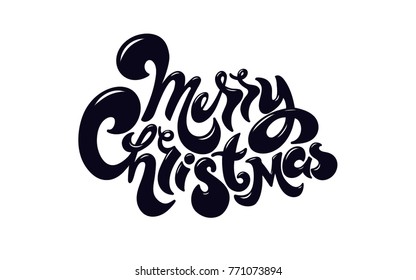 Merry Christmas text. Vector xmas text. Calligraphic Lettering design card template. Creative typography for Holiday Greeting Gift Poster. Postcard. Calligraphy Font style Banner. Hand Drawn Fonts.