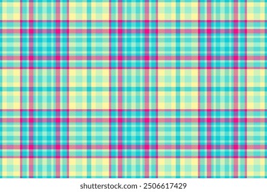 Merry christmas texture background check, colorful tartan seamless plaid. Slim pattern textile vector fabric in cyan and mint colors palette.