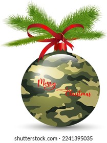 Merry Christmas сamouflage texture ball. Vector