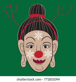 Merry Christmas in Thai Painting Style Illustration (Vector)