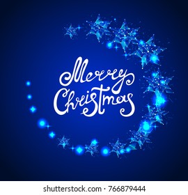 Merry Christmas ,the lights on the circle vector illustration ,stars, polygon, illustration , transparent