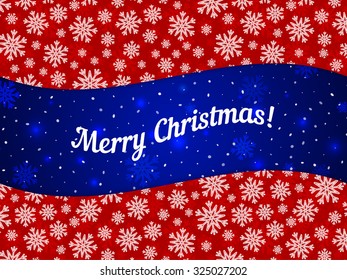 Merry Christmas theme banner witn snowflake pattern. Red blue element for your banners, greeting cards and other holiday projects. Seamless pattern in swatches panel