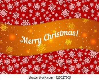 Merry Christmas theme banner witn snowflake pattern. Red yellow element for your banners, greeting cards and other holiday projects. Seamless pattern in swatches panel