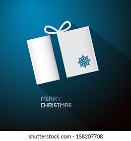 Merry Christmas Theme - Present Made from Paper on Dark Blue Background