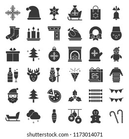 Merry Christmas theme set, pixel perfect filled or glyph icon