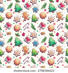 Merry Christmas Themed Pattern with Festive Elements