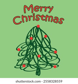 Merry Christmas three red green postcard 