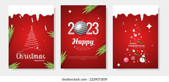 Merry christmas time greeting cards poster banner background template