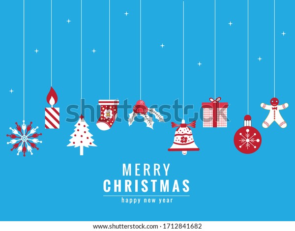 Download Merry Christmas Title Hanging Christmas Ornaments Stock ...