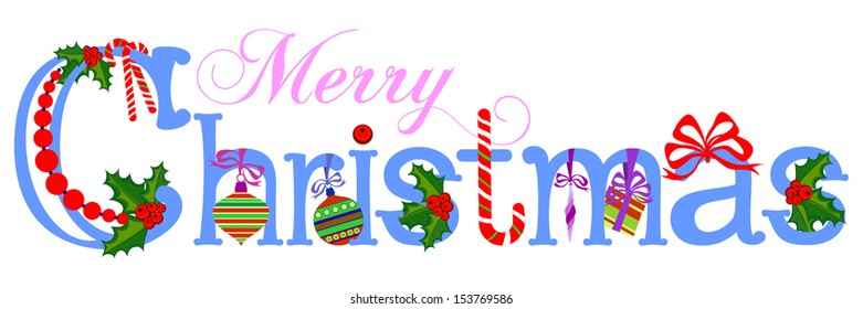Merry Christmas Title, Vector illustration