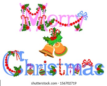 Merry Christmas Title, Vector illustration 