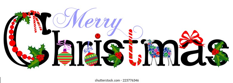 Merry Christmas Title, Vector illustration 