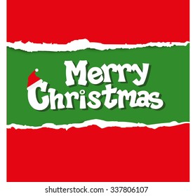 Merry Christmas with torn paper vector background