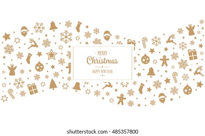 merry christmas tpye gold decoration ornaments border