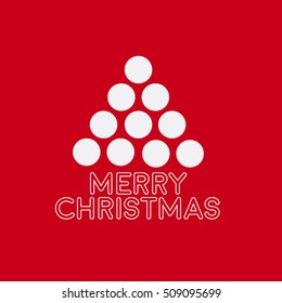 merry christmas tree in abstract shapes, on red background. vector card illustration