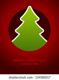 Merry Christmas tree applique vector background. Christmas card or invitation. 