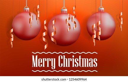 Merry Christmas tree balls concept banner. Realistic illustration of Merry Christmas tree balls vector concept banner for web design