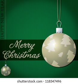 Merry Christmas tree bauble card in vector format.