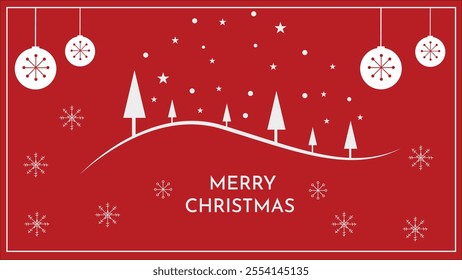 Merry Christmas ,Christmas tree branches, balls, snowflake pattern