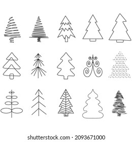 Merry Christmas Tree Bundle Illustration Vector Decoración