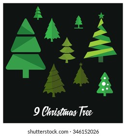Merry christmas tree Card, Vector illustration minimal flat design