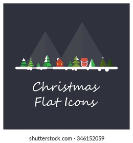 Merry christmas tree Card, Vector illustration minimal flat design