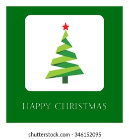 Merry christmas tree Card, Vector illustration minimal flat design