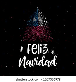 Merry Christmas and Christmas tree and Chile flag