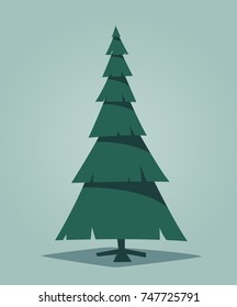 Merry Christmas. Tree with decorations. Cartoon vector illustration
