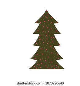 merry christmas, tree with decorative balls celebration icon isolation vector illustration