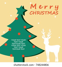 Merry Christmas, Christmas tree with merry deer