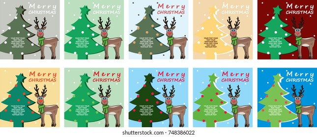Merry Christmas, Christmas tree with merry deer