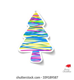 Merry Christmas tree design with colors of line inside object. create by vector file