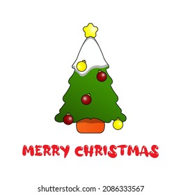 Merry Christmas, Christmas tree design. flat vector