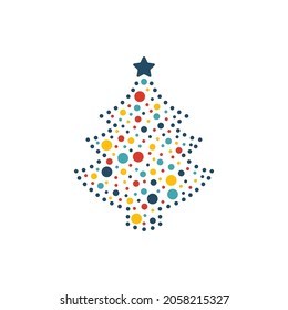 Merry christmas tree. Christmas elements for greeting cards.