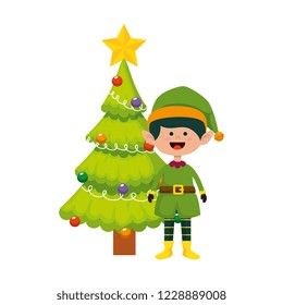 merry christmas tree with elf