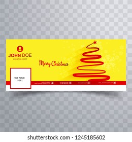 Merry Christmas Tree With Facebook Cover Banner Template 