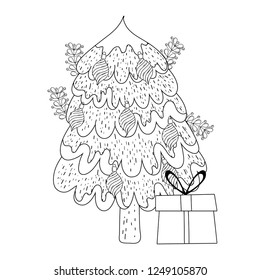 merry christmas tree with gift