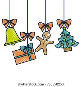 merry christmas tree gift gingerbread bell hanging decoration traditional