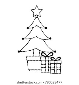 merry christmas tree with gifts
