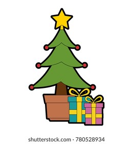 merry christmas tree with gifts