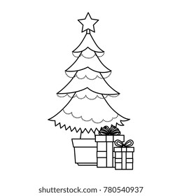merry christmas tree with gifts