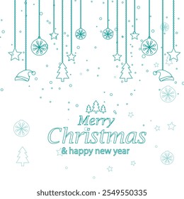 Merry Christmas tree with glitter effect template