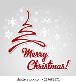 Merry Christmas tree greeting card. Paper design. Vector illustration.
