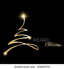 Merry Christmas tree greeting card. Vector illustration. EPS 10