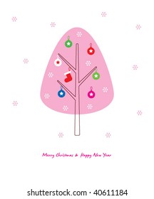 merry christmas tree greeting card