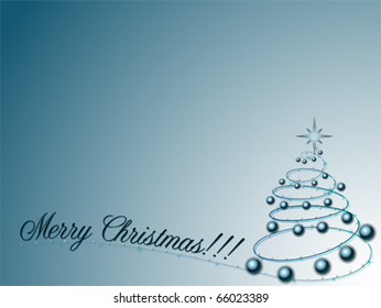 Merry Christmas tree greeting card background, vector