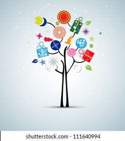 merry christmas tree and happy new year background