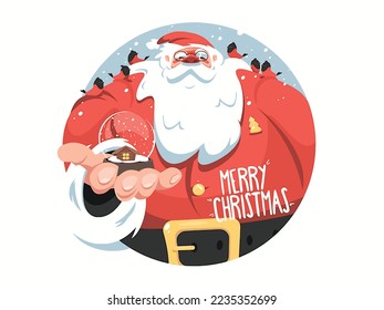 Merry Christmas Tree Happy New Year Celebration Santa Claus Gift Icons Pattern Snowman Postcard Website illustration